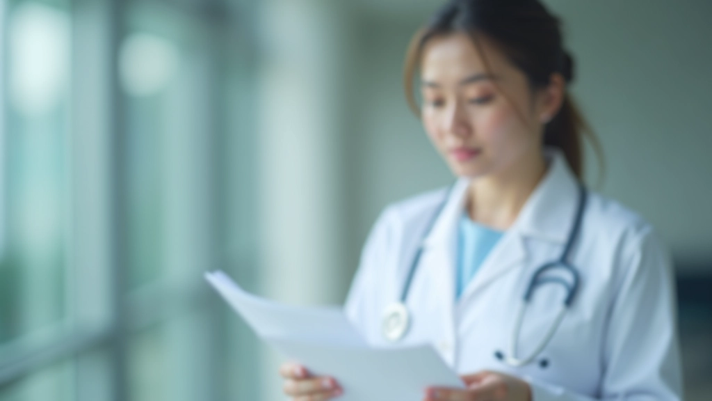 Healthcare professional explaining medical documents to a patient in a modern clinic setting