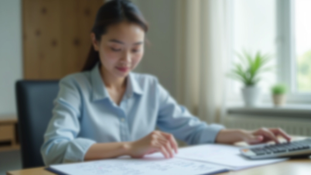 Person calculating family budget using calculator, spreadsheet, and financial planning notebook on desk