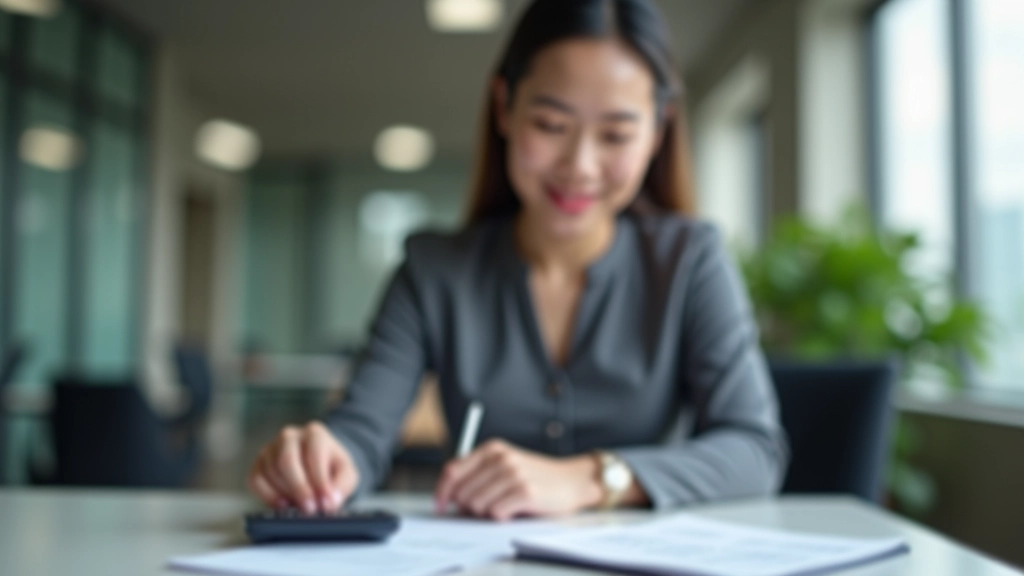 Person planning financial security with documents and calculator on table